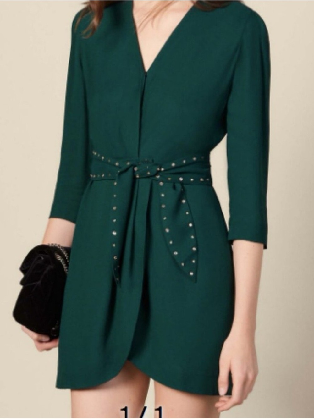 Sandro Paris Emerald Green Wrap Mini Dress S